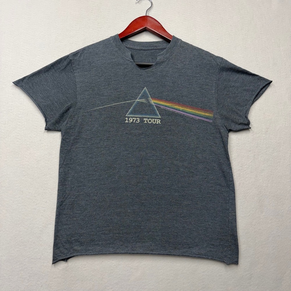 Pink Floyd Graphic T-Shirt Mens M Gray 1973 Tour Dark Side of the Moon Y2K Cut